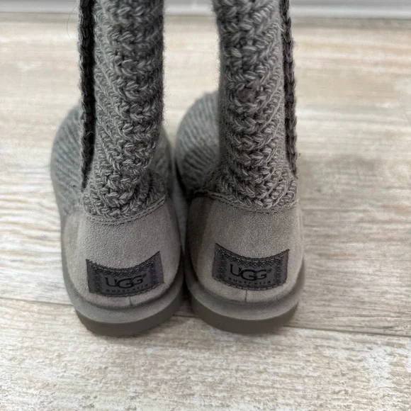 UGG Gray Knit Boots with Button Detail - Picture 8 of 10